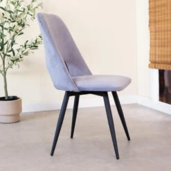 Eetkamerstoel Draaibaar Mila Velvet Grijs - Stof - Grijs -VIDAXL Winkel 1000074915 0101