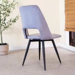 Eetkamerstoel Draaibaar Mila Velvet Grijs - Stof - Grijs -VIDAXL Winkel 1000074915 0102