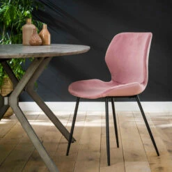 Verona Eetkamerstoel Velvet - Stof - Roze -VIDAXL Winkel 1000076869 0101