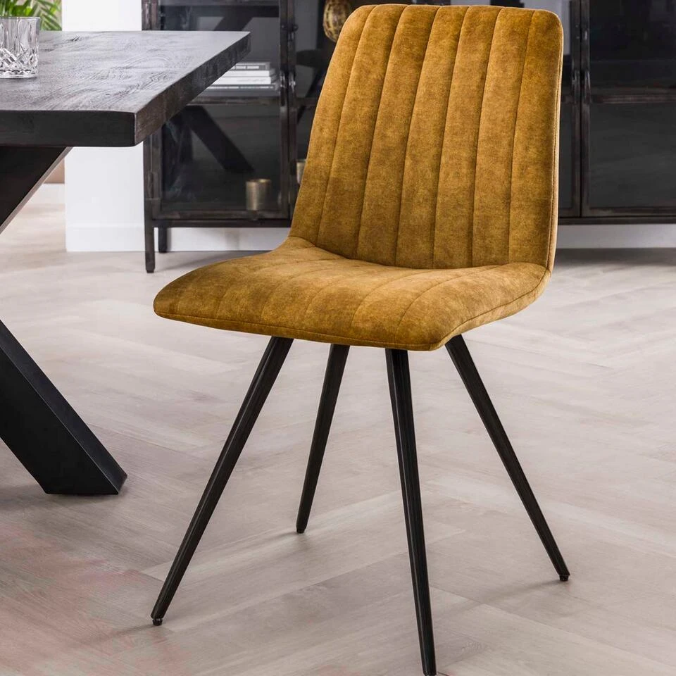 Victor Eetkamerstoel Velvet - Stof - Goudkleurig 3 Victor Eetkamerstoel Velvet - Stof - Goudkleurig - Afbeelding 3