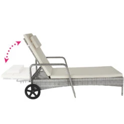 Tectake - Wicker Ligbed Cassis Zonnebed Ligstoel - Lichtgrijs -VIDAXL Winkel 1000077819 0103