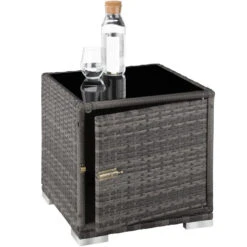 Tectake - 2 Aluminium Ligbedden Incl. Tafel-Wicker Tuinset -grijs -VIDAXL Winkel 1000077824 0102