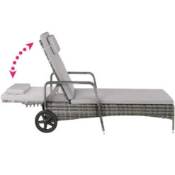 Tectake - Wicker Ligbed Cassis Ligstoel Zonnebed - Grijs -VIDAXL Winkel 1000077840 0102