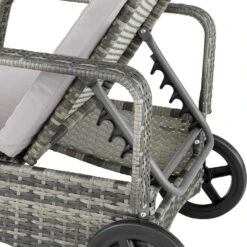 Tectake - Wicker Ligbed Cassis Ligstoel Zonnebed - Grijs -VIDAXL Winkel 1000077840 0103