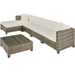 Tectake - Loungeset Incl. 2 Sets Kussenhoezen - Wicker - Naturel -VIDAXL Winkel 1000077859 0103