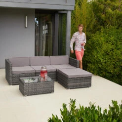 Tectake - Loungeset Florenz - Wicker - Grijs -VIDAXL Winkel 1000077881 0101
