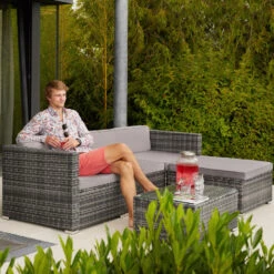 Tectake - Loungeset Florenz - Wicker - Grijs -VIDAXL Winkel 1000077881 0102