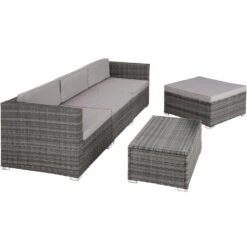 Tectake - Loungeset Florenz - Wicker - Grijs -VIDAXL Winkel 1000077881 0103