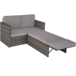 Tectake - Loungesofa Corfu-wicker Tuinset- Grijs -VIDAXL Winkel 1000077892 0102