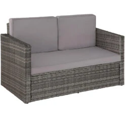 Tectake - Loungesofa Corfu-wicker Tuinset- Grijs -VIDAXL Winkel 1000077892 0103
