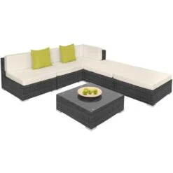 Tectake - Loungeset Parijs - Wicker - Grijs -VIDAXL Winkel 1000077894 0102