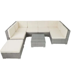 Tectake - Loungeset Venetië - Wicker - Lichtgrijs -VIDAXL Winkel 1000077897 0102