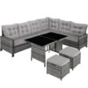 Tectake - Wicker Zitgroep Barletta - Grijs/lichtgrijs