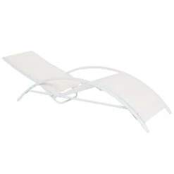 Beliani Tuinligstoel GAETA - Beige Staal, Textiel -VIDAXL Winkel 1000079550 0103