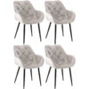 CLP Set Van 4 Eetkamerstoelen Tanna Fluweel Zilverkleurig -VIDAXL Winkel 1000080766