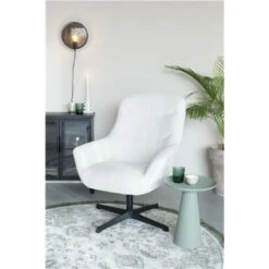 Giga Meubel Stoel Wit - Zithoogte 44cm - Textiel - Loungestoel Yuki -VIDAXL Winkel 1000081016 0101