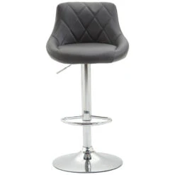 CLP Barkruk Lazio Chroom Frame Kunstleer Grijs -VIDAXL Winkel 1000081074 0102