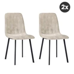 2x Eetkamerstoel Minsk Fluweel Beige
