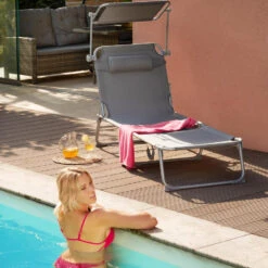 Tectake - Zonnestoel Chloe - Set Van 2 Ligbedden - Zwart -VIDAXL Winkel 1000082530 0102