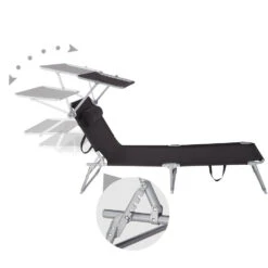 Tectake - Zonnestoel Chloe - Set Van 2 Ligbedden - Zwart -VIDAXL Winkel 1000082530 0103