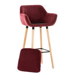 CLP Barkruk Grant Fluweel Rood -VIDAXL Winkel 1000082670 0101