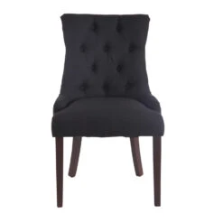 CLP Set Van 2 Eetkamerstoelen Aberdeen Donker Bruin Frame Stof Zwart -VIDAXL Winkel 1000082884 0101