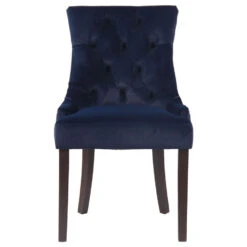 CLP Eetkamerstoel Aberdeen Donker Bruin Frame Fluweel Blauw 5 CLP Eetkamerstoel Aberdeen Donker Bruin Frame Fluweel Blauw -VIDAXL Winkel 1000082938 0101