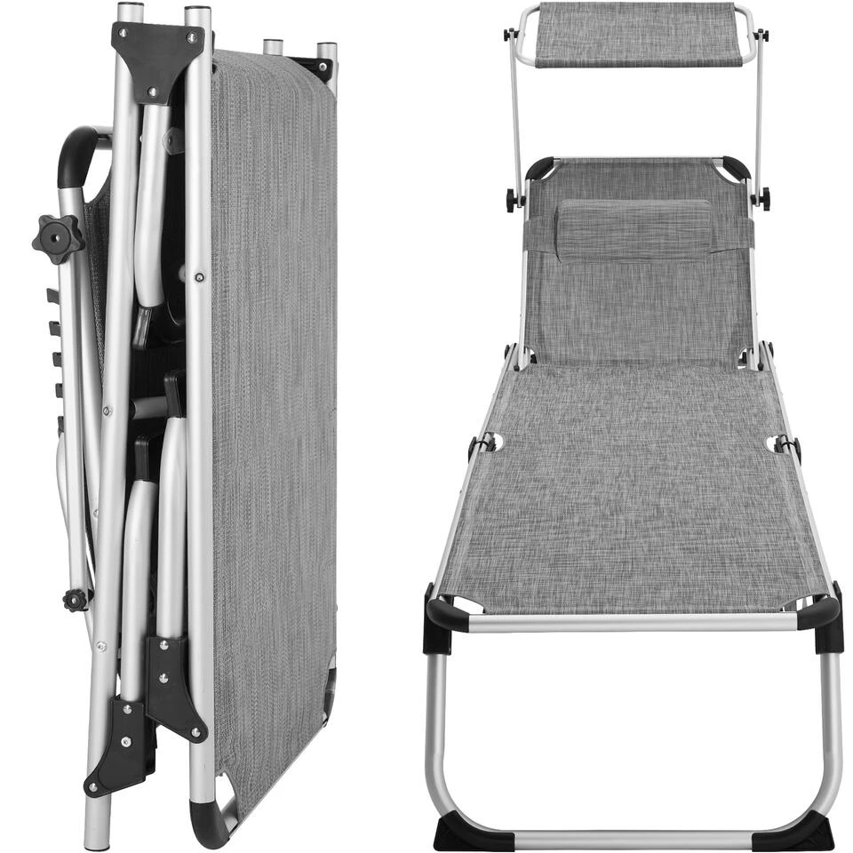 Tectake - Ligbed Zonnestoel Aurelie - Grijs Gemeleerd 4 Tectake - Ligbed Zonnestoel Aurelie - Grijs Gemeleerd - Afbeelding 4