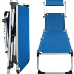 Tectake - Ligbed Zonnestoel Aurelie - Blauw -VIDAXL Winkel 1000083102 0103