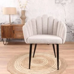 DS4U® Flower Eetkamerstoel Bouclé - Stof - Taupe -VIDAXL Winkel 1000085090 0102