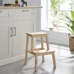 ACAZA Houten Opstapje - Krukje Met 2 Niveaus Voor Keuken Of Kelder - Bruin -VIDAXL Winkel 1000085108 0101