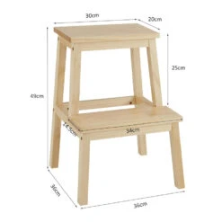 ACAZA Houten Opstapje - Krukje Met 2 Niveaus Voor Keuken Of Kelder - Bruin -VIDAXL Winkel 1000085108 0102