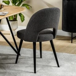 Devin Eetkamerstoel Teddy - Stof - Zwart 6 Devin Eetkamerstoel Teddy - Stof - Zwart -VIDAXL Winkel 1000085706 0102