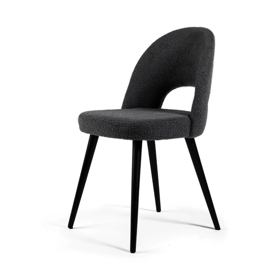 Devin Eetkamerstoel Teddy - Stof - Zwart 1 Devin Eetkamerstoel Teddy - Stof - Zwart