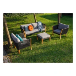 Exotan Hocker Buiten San Remo - Teak - Grijs - 31x63x63 -VIDAXL Winkel 1000088954 0102