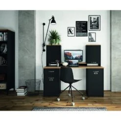 Diagone Opzetmeubel Voor Bureau Bristol - Zwart/eikenkleur -VIDAXL Winkel 1000089262 0103