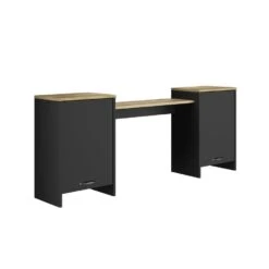 Diagone Opzetmeubel Voor Bureau Bristol - Zwart/eikenkleur -VIDAXL Winkel 1000089262 0104