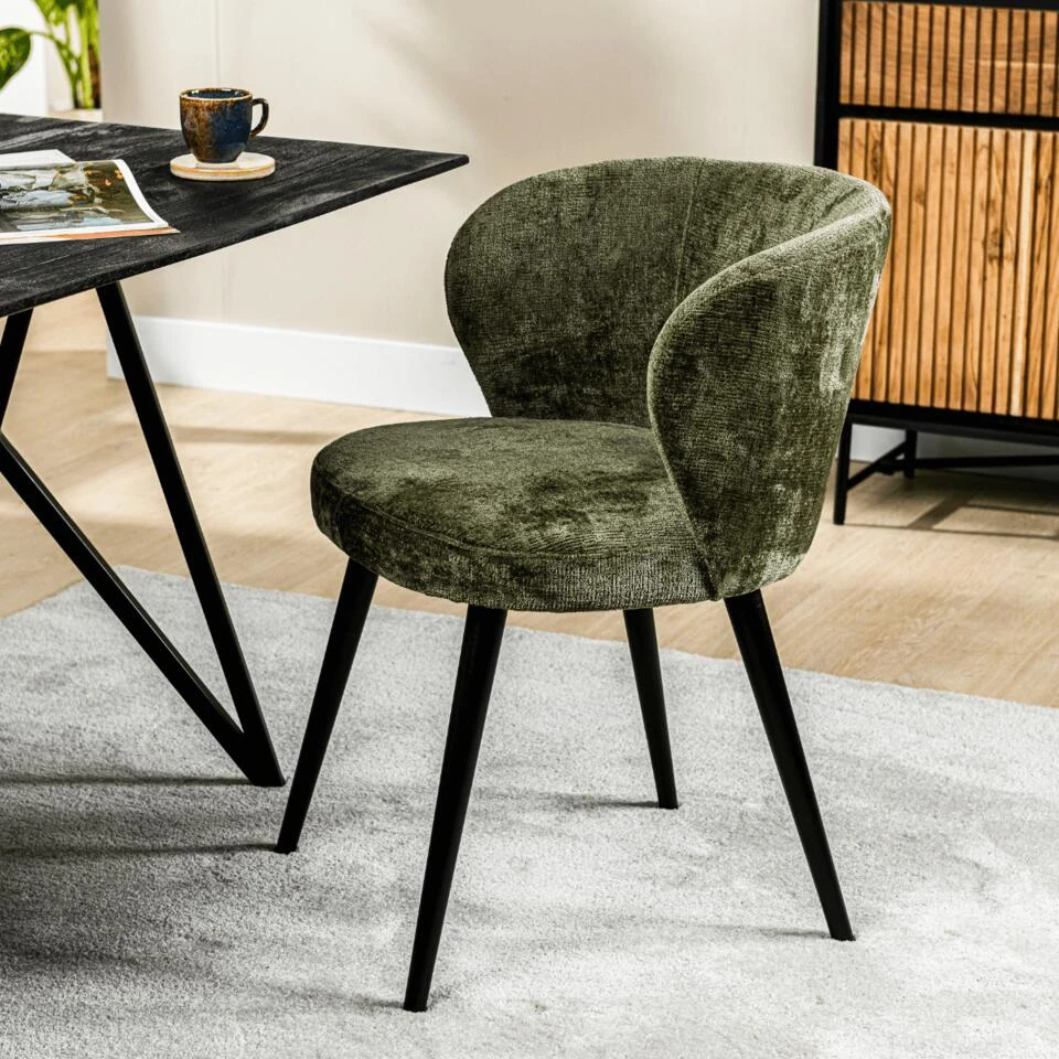 Culo Eetkamerstoel Roman - Stof - Groen 2 Culo Eetkamerstoel Roman - Stof - Groen - Afbeelding 2