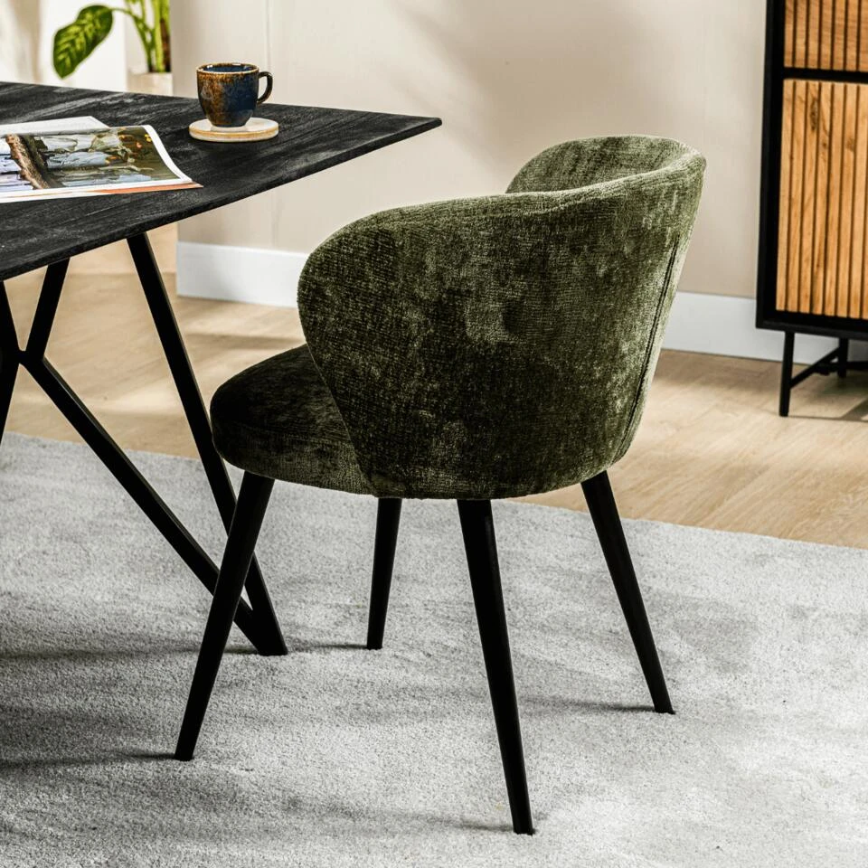 Culo Eetkamerstoel Roman - Stof - Groen 3 Culo Eetkamerstoel Roman - Stof - Groen - Afbeelding 3