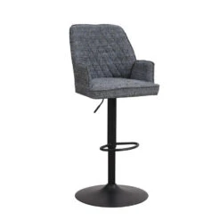 Barkruk Novan Chenille Blauw - Zithoogte 68 Cm - Stof - Blauw