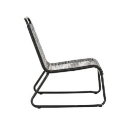 Relax Tuinstoel Met Voetenbank Lia Touw Zwart - 78x70x84 Cm - Touw - Zwart -VIDAXL Winkel 1000092400 0103