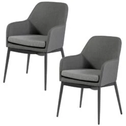 Exotan Tuinstoel Domino - Alumnium/Kunststof - Grijs - Set Van 2