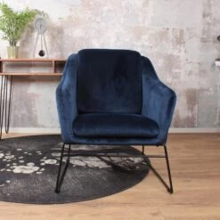 DS4U® Antonio Fauteuil Velvet - Stof - Blauw -VIDAXL Winkel 1000093601 0102