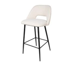 Giga Meubel Barkruk Beige - Stof - 50x55x98cm - Barkruk Nissa