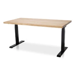 MRC Zit-sta Bureau Massief Eiken Blad 140x80 Zwart Frame NEN-EN 527