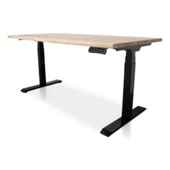 MRC Zit-sta Bureau Massief Boomstam Blad 160x80 Zwart Frame NEN-EN 527 -VIDAXL Winkel 1000093993 0103