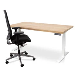 MRC Zit-sta Bureau Massief Eiken Blad 120x80 Wit Frame NEN-EN 527 -VIDAXL Winkel 1000094019 0101