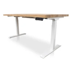 MRC Zit-sta Bureau Massief Eiken Blad 120x80 Wit Frame NEN-EN 527 -VIDAXL Winkel 1000094019 0103