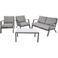 Loungeset Marah - Stof - Grijs -VIDAXL Winkel 1000094352 0103