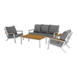Donnan Loungeset Aluminium/bamboo - Aluminium - Wit